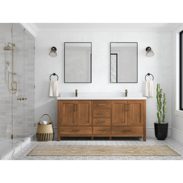 Willow Collections 72 In. W X 22 In. D Malibu Teak Double Sink Bathroom